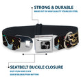 Load image into Gallery viewer, Dog Bone Seatbelt Buckle Collar - Live Hard Die Young CLOSE-UP Black