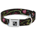 Load image into Gallery viewer, Dog Bone Seatbelt Buckle Collar - Live Hard Die Young CLOSE-UP Black