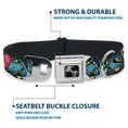 Load image into Gallery viewer, Dog Bone Seatbelt Buckle Collar - Live Hard Die Young CLOSE-UP Turquoise