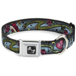 Dog Bone Seatbelt Buckle Collar - Live Hard Die Young CLOSE-UP Turquoise