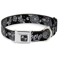 Load image into Gallery viewer, Dog Bone Seatbelt Buckle Collar - Love Kills Black/White