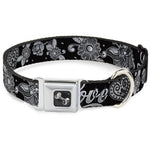 Dog Bone Seatbelt Buckle Collar - Love Kills Black/White