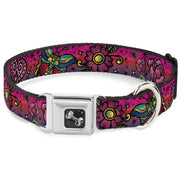 Dog Bone Seatbelt Buckle Collar - Love Kills CLOSE-UP Pink