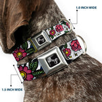 Dog Bone Seatbelt Buckle Collar - Love Kills CLOSE-UP White