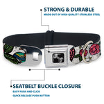 Dog Bone Seatbelt Buckle Collar - Love Kills CLOSE-UP White