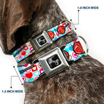 Dog Bone Seatbelt Buckle Collar - Lollipop Hearts White