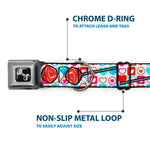 Dog Bone Seatbelt Buckle Collar - Lollipop Hearts White