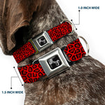 Dog Bone Seatbelt Buckle Collar - Leopard Red