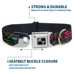 Dog Bone Seatbelt Buckle Collar - Love Kills CLOSE-UP Gray