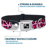 Dog Bone Seatbelt Buckle Collar - Leopard CLOSE-UP Pink