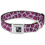 Dog Bone Seatbelt Buckle Collar - Leopard CLOSE-UP Pink