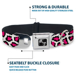 Dog Bone Seatbelt Buckle Collar - Leopard White/Fuchsia