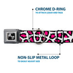 Dog Bone Seatbelt Buckle Collar - Leopard White/Fuchsia