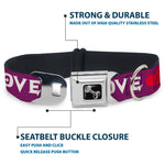 Dog Bone Seatbelt Buckle Collar - Love/Hate Purple/White/Fuchsia