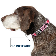 Dog Bone Seatbelt Buckle Collar - Love/Hate/Betrayal Pink/Black/Fuchsia