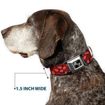 Dog Bone Seatbelt Buckle Collar - Leaves Swirl Navy/Burgundy