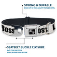 Load image into Gallery viewer, Dog Bone Seatbelt Buckle Collar - LIKE A BOSS White/Black