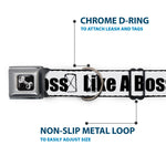 Dog Bone Seatbelt Buckle Collar - LIKE A BOSS White/Black