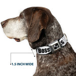 Dog Bone Seatbelt Buckle Collar - LIKE A BOSS White/Black