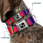 Dog Bone Seatbelt Buckle Collar - Lines Reds/Purples