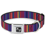 Dog Bone Seatbelt Buckle Collar - Lines Reds/Purples