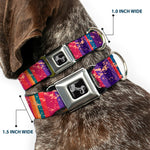Dog Bone Seatbelt Buckle Collar - Lines Weathered Reds/Purples