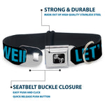 Dog Bone Seatbelt Buckle Collar - LET'S GET WEIRD Weathered Black/Bright Blue