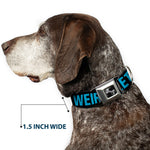 Dog Bone Seatbelt Buckle Collar - LET'S GET WEIRD Weathered Black/Bright Blue