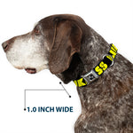 Dog Bone Black/Silver Seatbelt Buckle Collar - LIKE A BOSS Black/Yellow