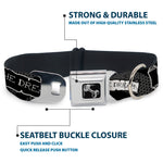 Dog Bone Seatbelt Buckle Collar - LIVING THE DREAM Scroll Gray/Black/White
