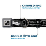 Dog Bone Seatbelt Buckle Collar - LIVING THE DREAM Scroll Gray/Black/White