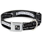 Dog Bone Seatbelt Buckle Collar - LIVING THE DREAM Scroll Gray/Black/White