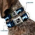 Load image into Gallery viewer, Dog Bone Seatbelt Buckle Collar - LIVING THE DREAM/Clouds Black/Blue/White