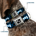 Dog Bone Seatbelt Buckle Collar - LIVING THE DREAM/Clouds Black/Blue/White