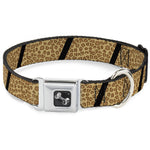 Dog Bone Seatbelt Buckle Collar - Leopard Brown/Black Slash