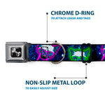 Dog Bone Seatbelt Buckle Collar - Laser Eye Cats in Space