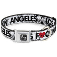 Load image into Gallery viewer, Buckle-Down Seatbelt Buckle Dog Collar - LOS F*CKIN' ANGELES Heart Weathered White/Black/Red