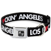 Dog Bone Seatbelt Buckle Collar - LOS F*CKIN' ANGELES Heart Black/White/Red