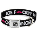 Load image into Gallery viewer, Dog Bone Seatbelt Buckle Collar - LOS F*CKIN' ANGELES Mustache Black/White/Pink
