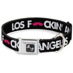 Dog Bone Seatbelt Buckle Collar - LOS F*CKIN' ANGELES Mustache Black/White/Pink