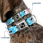 Dog Bone Seatbelt Buckle Collar - Leopard White/Pinks/Blues/Black