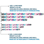 Dog Bone Seatbelt Buckle Collar - Leopard White/Pinks/Blues/Black