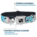 Dog Bone Seatbelt Buckle Collar - Leopard White/Pinks/Blues/Black