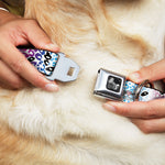 Dog Bone Seatbelt Buckle Collar - Leopard White/Pinks/Blues/Black