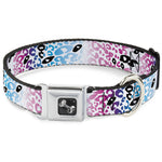 Dog Bone Seatbelt Buckle Collar - Leopard White/Pinks/Blues/Black