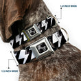 Load image into Gallery viewer, Dog Bone Seatbelt Buckle Collar - Lightning Bolts Sketch Black/White