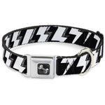 Dog Bone Seatbelt Buckle Collar - Lightning Bolts Sketch Black/White