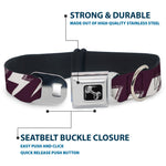 Dog Bone Seatbelt Buckle Collar - Lightning Bolts Sketch Plum/White