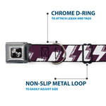 Dog Bone Seatbelt Buckle Collar - Lightning Bolts Sketch Plum/White