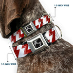 Dog Bone Seatbelt Buckle Collar - Lightning Bolts Sketch Red/White